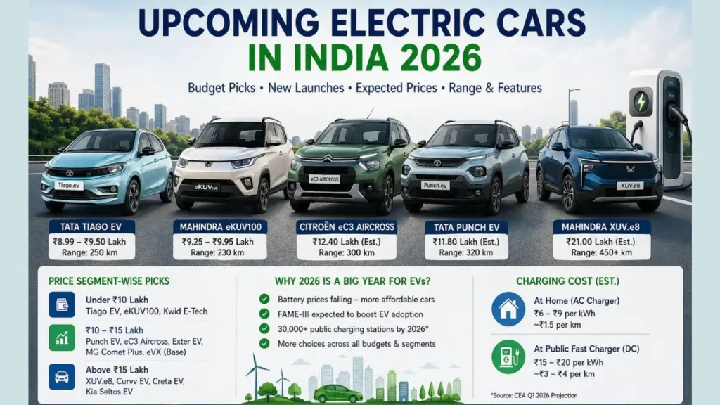 Upcoming Electric Cars in India 2026